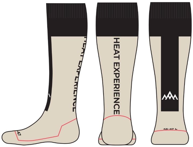 HeatX Heated Technical Socks w/batt. L Sand/Black - EU43/45 