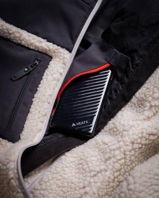 HeatX Hybrid Pile Jacket S Sand/Black - Battery Heated 